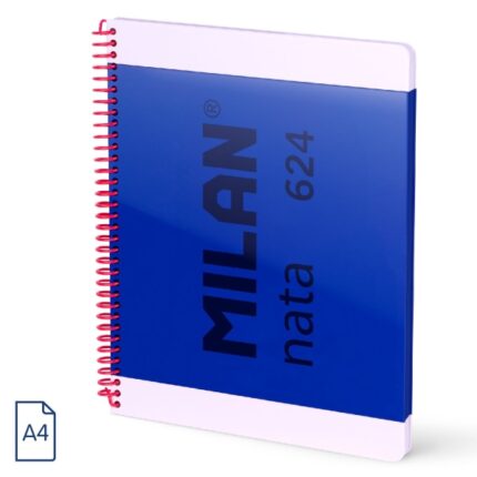 Milan Nata 624 Quaderno a spirale formato A4 a quadretti 5x5 mm - 80 fogli da 95 g/m² - Microperforato