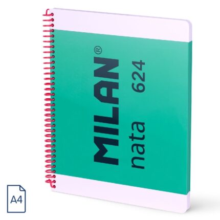 Milan Nata 624 Quaderno a spirale formato A4 a righe da 7 mm - 80 fogli da 95 g/m² - Microperforato