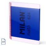 Milan Nata 624 Quaderno a spirale formato A4 a righe da 7 mm - 80 fogli da 95 g/m² - Microperforato