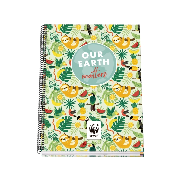 Dohe WWF Tropic Quaderno a spirale A4 100 fogli microperforati a quadretti da 5 mm - Copertina rigida in cartoncino rivestito - Fasce colorate Dohe WWF Tropic Quaderno a spirale A4 100 fogli microperforati a quadretti da 5 mm - Copertina rigida in cartoncino rivestito - Fasce colorate