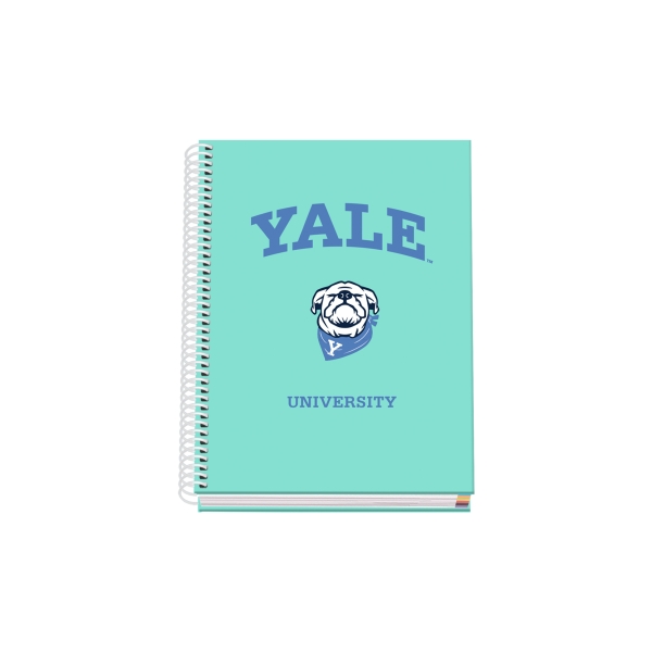Dohe Yale Dog Quaderno a spirale A5 100 fogli Griglia 5 mm - Copertina rigida stampata a colori e plastificata lucida - Bande colorate