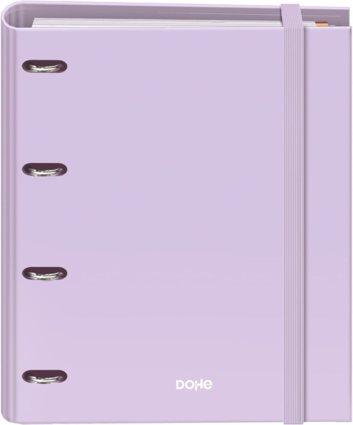 Dohe Serenity Raccoglitore a 4 anelli misti da 35 mm Ricarica 100 fogli a quadretti da 5 mm - Formato A4 - Chiusura con elastico - Include 4 divisori e busta in polipropilene - Colore viola