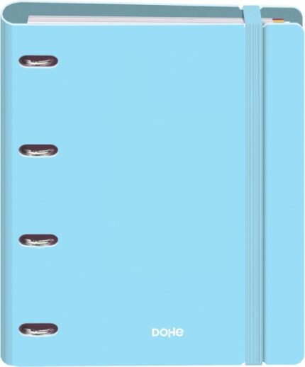 Dohe Serenity Polyfoam Raccoglitore a 4 anelli misti da 35 mm A4 Ricarica 100 fogli a quadretti da 5 mm - Copertina in Polyfoam da 2 mm - Chiusura con elastico - Include 4 divisori e busta in polipropilene - Colore blu