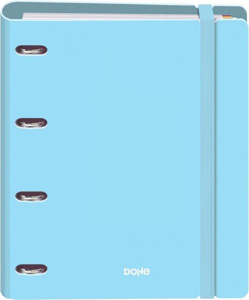 Dohe Serenity Polyfoam Raccoglitore a 4 anelli misti da 35 mm A4 Ricarica 100 fogli a quadretti da 5 mm - Copertina in Polyfoam da 2 mm - Chiusura con elastico - Include 4 divisori e busta in polipropilene - Colore blu