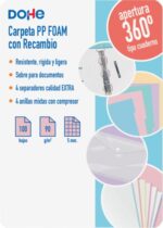 Dohe Serenity Polyfoam Raccoglitore a 4 anelli misti da 35 mm A4 Ricarica 100 fogli a quadretti da 5 mm - Copertina in Polyfoam da 2 mm - Chiusura con elastico - Include 4 divisori e busta in polipropilene - Colore blu - immagine 2