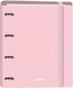 Dohe Serenity Polyfoam Raccoglitore a 4 anelli misti da 35 mm A4 Ricarica 100 fogli a quadretti da 5 mm - Copertina in Polyfoam da 2 mm - Chiusura con elastico - Include 4 divisori e busta in polipropilene - Colore rosa
