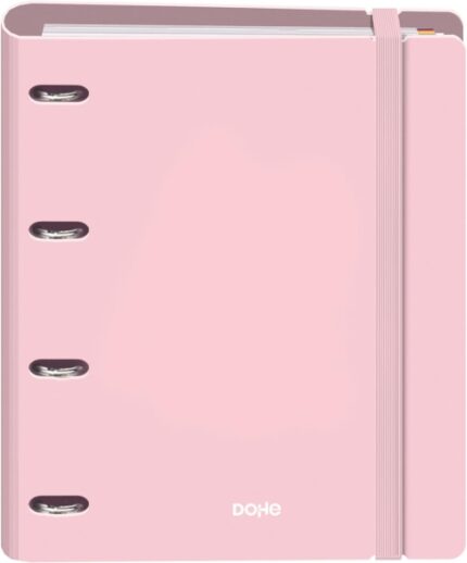 Dohe Serenity Polyfoam Raccoglitore a 4 anelli misti da 35 mm A4 Ricarica 100 fogli a quadretti da 5 mm - Copertina in Polyfoam da 2 mm - Chiusura con elastico - Include 4 divisori e busta in polipropilene - Colore rosa