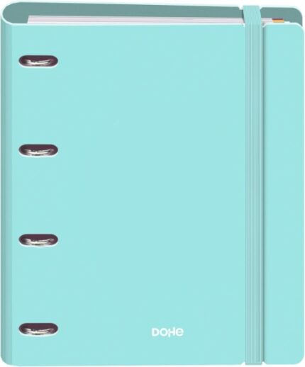 Dohe Serenity Polyfoam Raccoglitore a 4 anelli misti da 35 mm A4 Ricarica 100 fogli a quadretti da 5 mm - Copertina in Polyfoam da 2 mm - Chiusura con elastico - Include 4 divisori e busta in polipropilene - Colore verde