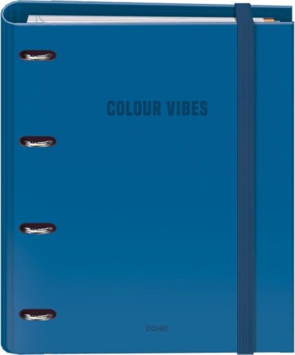 Dohe Colour Vibes Raccoglitore a 4 anelli misti da 35 mm Ricarica 100 fogli a quadretti da 5 mm - Formato A4 - Chiusura con elastico - Include 4 divisori e busta in polipropilene - Colore blu