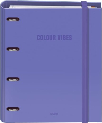 Dohe Colour Vibes Raccoglitore a 4 anelli misti da 35 mm Ricarica 100 fogli a quadretti da 5 mm - Formato A4 - Chiusura con elastico - Include 4 divisori e busta in polipropilene - Colore viola