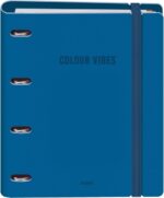Dohe Colour Vibes Polyfoam Raccoglitore a 4 anelli misti da 35 mm A4 Ricarica 100 fogli a quadretti da 5 mm - Copertina in Polyfoam da 2 mm - Chiusura con elastico - Include 4 divisori e busta in polipropilene - Colore blu