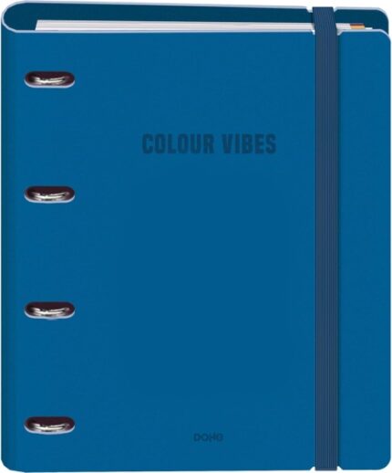 Dohe Colour Vibes Polyfoam Raccoglitore a 4 anelli misti da 35 mm A4 Ricarica 100 fogli a quadretti da 5 mm - Copertina in Polyfoam da 2 mm - Chiusura con elastico - Include 4 divisori e busta in polipropilene - Colore blu