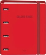Dohe Colour Vibes Polyfoam Raccoglitore a 4 anelli misti da 35 mm A4 Ricarica 100 fogli a quadretti da 5 mm - Copertina in Polyfoam da 2 mm - Chiusura con elastico - Include 4 divisori e busta in polipropilene - Colore rosso
