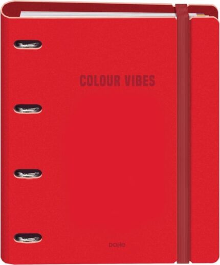Dohe Colour Vibes Polyfoam Raccoglitore a 4 anelli misti da 35 mm A4 Ricarica 100 fogli a quadretti da 5 mm - Copertina in Polyfoam da 2 mm - Chiusura con elastico - Include 4 divisori e busta in polipropilene - Colore rosso