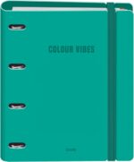 Dohe Colour Vibes Polyfoam Raccoglitore a 4 anelli misti da 35 mm A4 Ricarica 100 fogli a quadretti da 5 mm - Copertina in Polyfoam da 2 mm - Chiusura con elastico - Include 4 divisori e busta in polipropilene - Colore verde