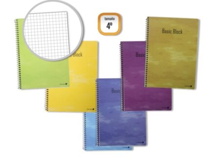 Golden Pack da 10 quaderni a spirale 80 fogli 60 g a quadretti - Formato 4º - Copertina normale plastificata - Colori assortiti