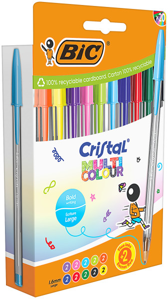 Bic Cristal Multicolour Confezione da 20 penne a sfera - Punta 1