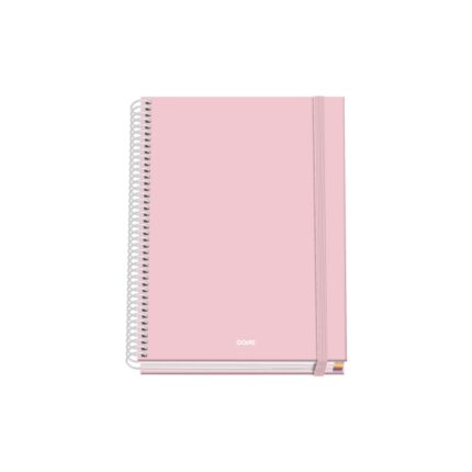 Dohe Serenity Quaderno a spirale A5 100 fogli Griglia 5 mm - Copertina rigida stampata a colori e plastificata lucida - Strisce colorate - Chiusura in gomma - Colore rosa