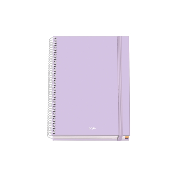 Dohe Serenity Quaderno a spirale A5 100 fogli a quadretti da 5 mm - Copertina rigida stampata a colori e plastificata lucida - Strisce colorate - Chiusura in gomma - Colore viola Dohe Serenity Quaderno a spirale A5 100 fogli a quadretti da 5 mm - Copertina rigida stampata a colori e plastificata lucida - Strisce colorate - Chiusura in gomma - Colore viola
