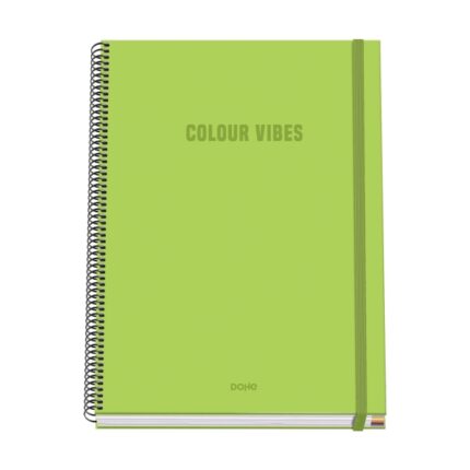 Dohe Colour Vives Quaderno a spirale A4 100 fogli microperforati a quadretti da 5 mm - Copertina rigida in cartoncino rivestito - Chiusura in gomma - Fasce colorate - Colore verde lime