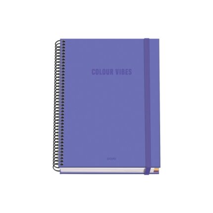 Dohe Colour Vives Quaderno a spirale A5 100 fogli a quadretti da 5 mm - Copertina rigida stampata a colori e plastificata lucida - Fasce colorate - Chiusura in gomma - Colore viola