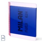 Milan Nata 624 Quaderno a spirale formato A4 liscio - 80 fogli da 95 g/m² - Microperforato