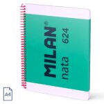 Milan Nata 624 Quaderno a spirale formato A4 liscio - 80 fogli da 95 g/m² - Microperforato