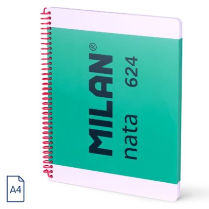 Milan Nata 624 Quaderno a spirale formato A4 liscio - 80 fogli da 95 g/m² - Microperforato