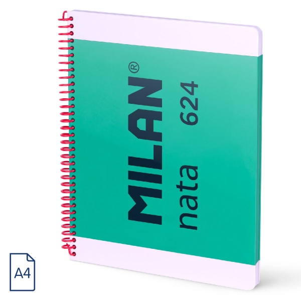 Milan Nata 624 Quaderno a spirale formato A4 liscio - 80 fogli da 95 g/m² - Microperforato