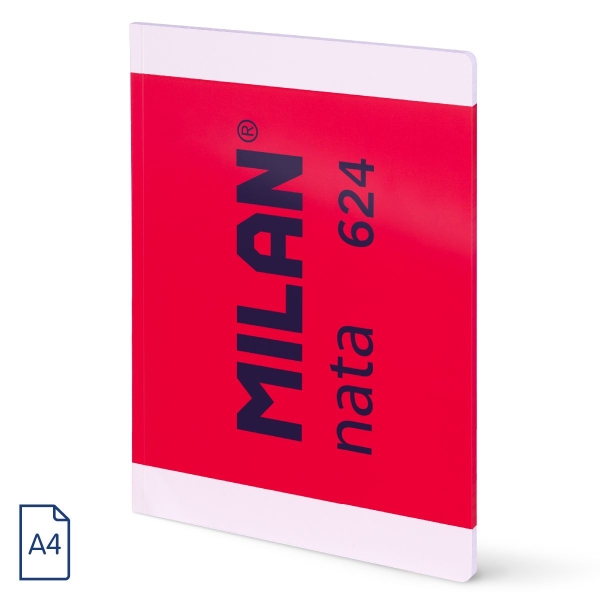 Milan Nata 624 Taccuino rilegato in formato A4 liscio - 48 fogli da 95 g/m² - Microperforato - Colore rosa