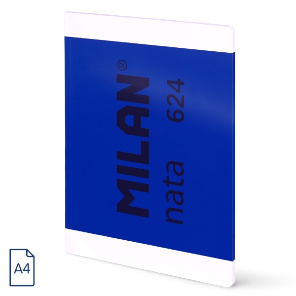 Milan Nata 624 Taccuino rilegato in formato A4 liscio - 48 fogli da 95 g/m² - Microperforato - Colore blu