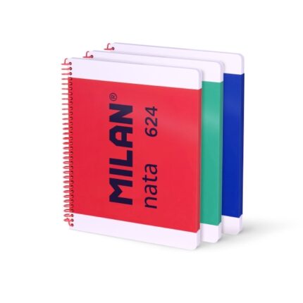 Milan Nata 624 Confezione da 3 quaderni a spirale formato A4 a righe da 7 mm - 80 fogli da 95 g/m² - Microperforati