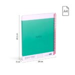 Milan Nata 624 Confezione da 3 quaderni a spirale formato A4 a quadretti da 5 mm - 80 fogli da 95 g/m² - Microperforati, 4 fori - Colori assortiti - immagine 4