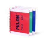 Milan Nata 624 Confezione da 3 quaderni a spirale formato A4 liscio - 80 fogli da 95 g/m² - Microperforato