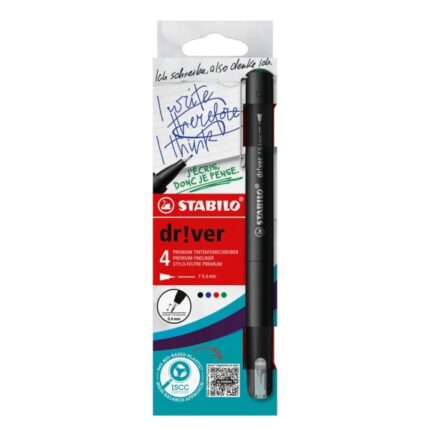 Stabilo Dr!ver Confezione da 4 pennarelli a punta fine 0