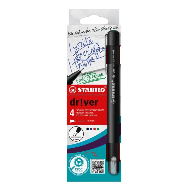 Stabilo Dr!ver Confezione da 4 pennarelli a punta fine 0