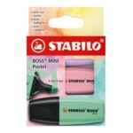 Stabilo Boss Mini Pastel Confezione da 3 evidenziatori fluorescenti - Tratto da 2 a 5 mm - Inchiostro a base d'acqua - Antisecante - Colori verde