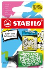 Stabilo Boss Mini by Snooze One Confezione da 3 mini pennarelli fluorescenti - Tratto da 2 a 5 mm - Inchiostro a base d'acqua - Antisecante - Colori assortiti