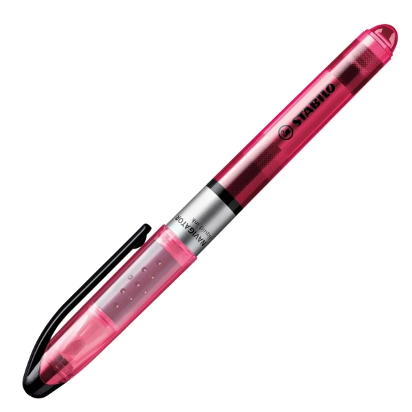 Stabilo Navigator Pennarello fluorescente - Zona di presa - Design sottile - Pratico clip da trasporto - Tratto tra 2 e 5 mm - Colore rosa