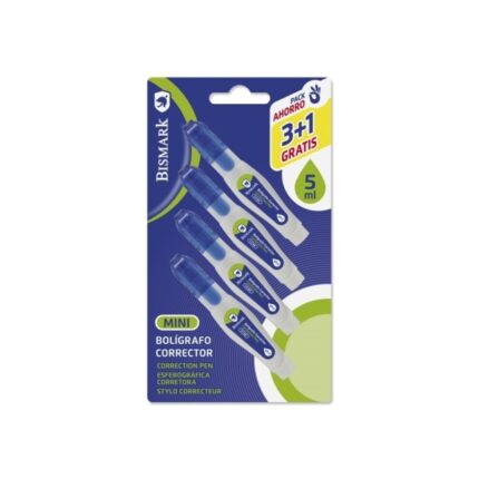 Bismark Confezione da 4 mini penne correttive da 5 ml - Punta metallica - Alta precisione