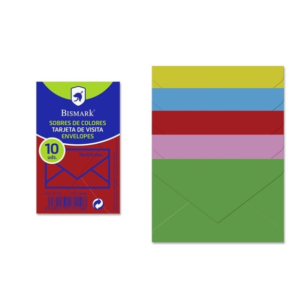 Bismark Confezione da 10 buste di carta - Dimensioni 76x120 mm - Colori assortiti
