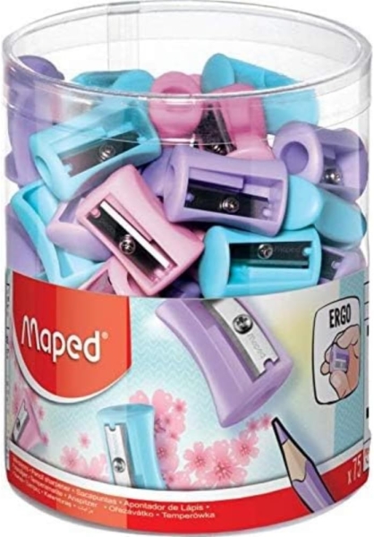 Maped Vivo Pastel Temperamatite in plastica con 1 foro - Lama in acciaio affilata e resistente - Colori pastello assortiti