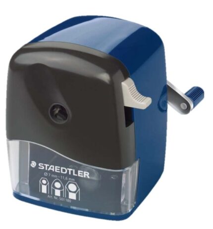 Staedtler Mars 501 Temperamatite a manovella - Per matite fino a 12 mm di diametro - Lama rotante in metallo - Colore blu