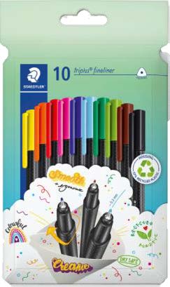 Staedtler Triplus Fineliner 334 Confezione da 10 pennarelli a punta fine in scatola di cartone - Tratto di circa 0