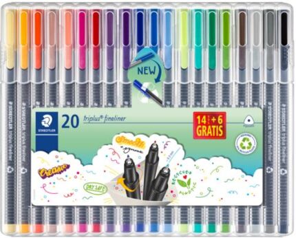 Staedtler Triplus Fineliner 334 Confezione da 20 pennarelli a punta fine - Tratto circa 0