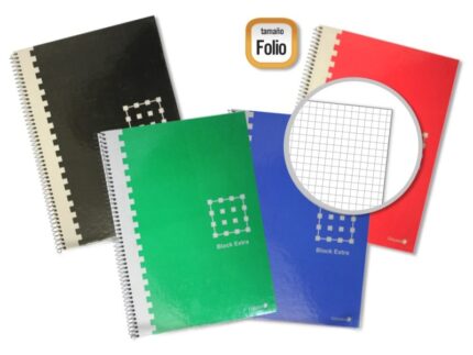 Golden Quaderno a spirale Folio 80 fogli 60 g. Griglia - Margini evidenziati - Copertina estraibile - Colori assortiti