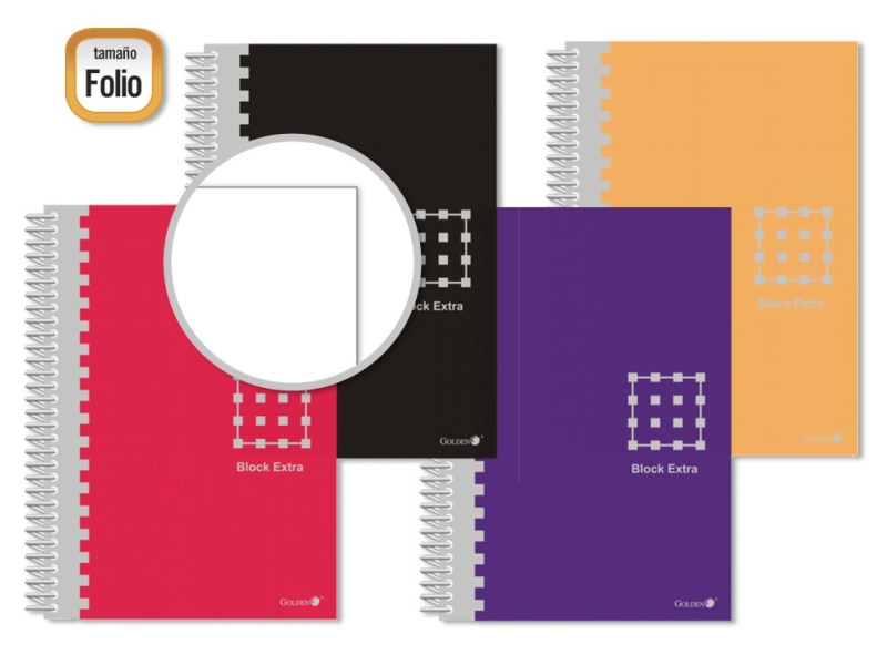 Golden Quaderno a spirale Folio 80 fogli 60 g Liscio - Margine evidenziato - Copertina estraibile - Colori assortiti