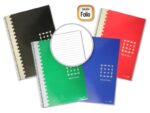 Golden Quaderno a spirale formato Folio 80 fogli 60 g/m² a righe - Margini evidenziati - Copertina estraibile - Colori assortiti
