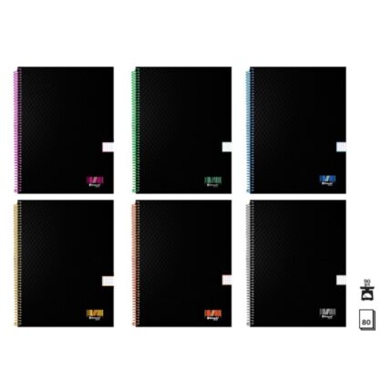 Bismark University Quaderno a spirale A4 80 fogli 90 g/m² Quadretti 5x5 - Fogli microperforati - Copertina nera resistente rivestita