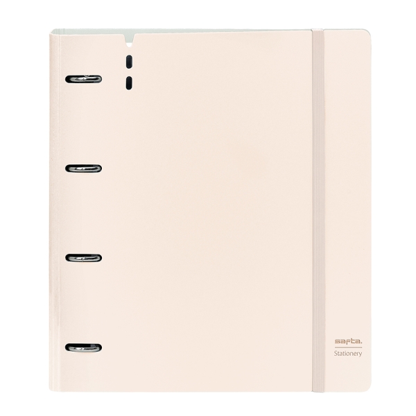 Safta Cartella a 4 anelli - PP Foam - Anelli da 35 mm - Include 100 fogli A4 - 27x32x4 cm - Colore beige